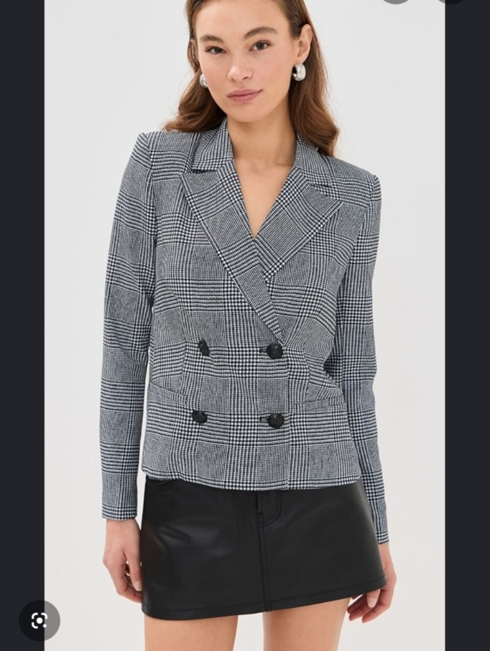 L'agence Atmore Houndstooth Double Breasted Blazer